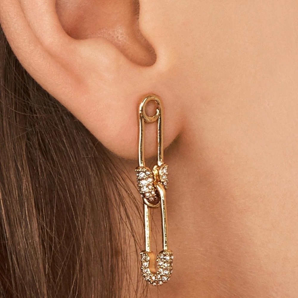 ❤️ Double safety pin statement earrings